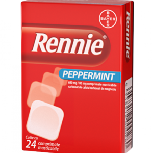 Rennie Peppermint 680 mg/80 mg, 24 comprimate masticabile, Bayer
