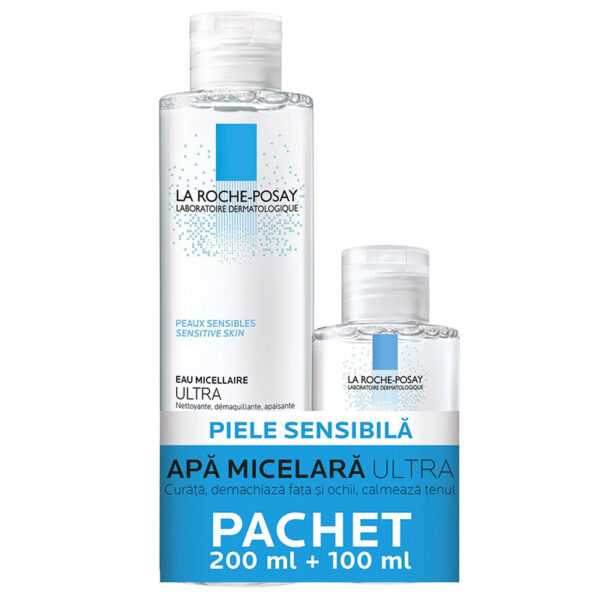 Pachet Promo Apa Micelara Ultra Piele Sensibila, 200 ml + Apa Micelara, 100 ml Cadou, La Roche Posay