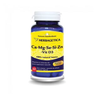 Ca+Mg+Se+Si+Zn cu Vit D3 Complex Forte, 60 capsule, Herbagetica