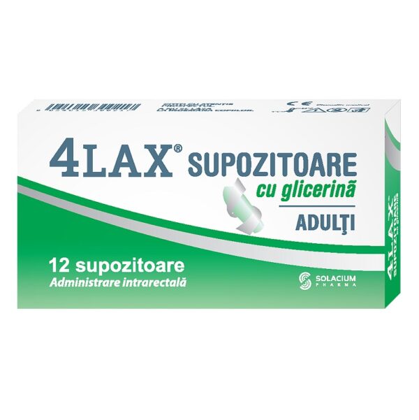 4 lax supozitoare glicerina adulti, 12 supozitoare, Solacium