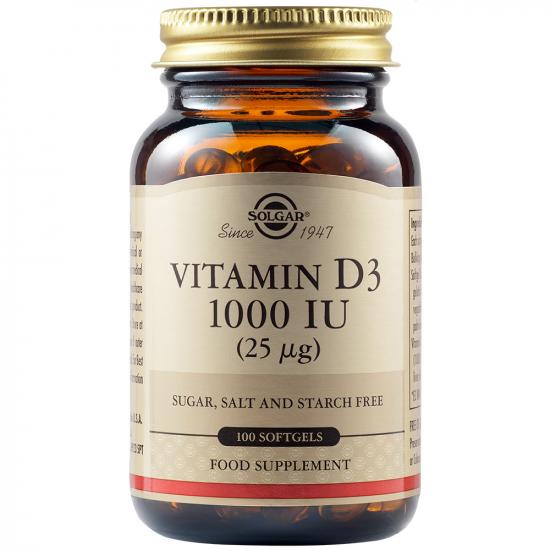 Vitamina D3 1000iu-25mcg, 100 capsule moi, Solgar