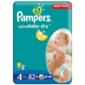 Pampers 4+ active baby, 82 bucati, Procter & Gamble