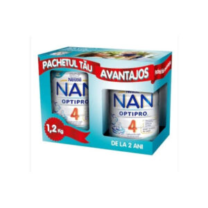 Formula de lapte praf premium Nestle Nan 4 Optipro pachet promo (800g + 400g), de la 2 ani