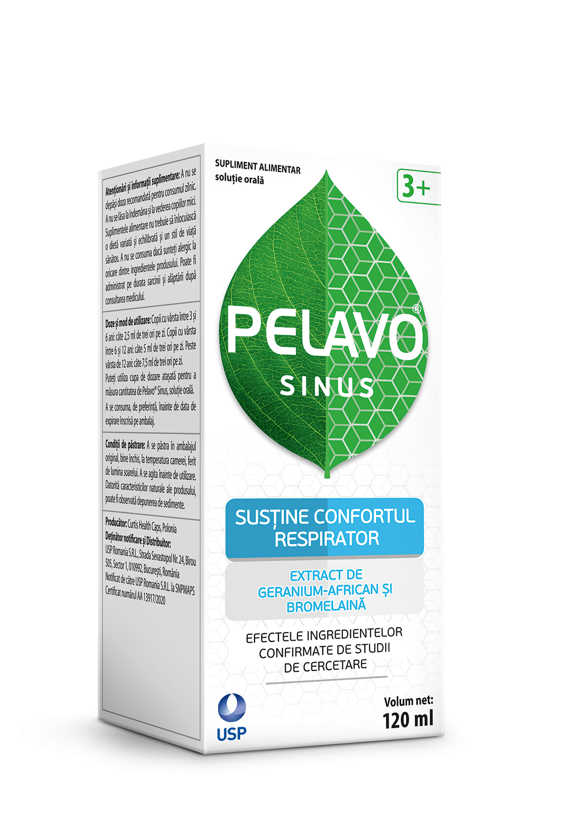 Pelavo Sinus, solutie orala,  120 ml, USP Romania 